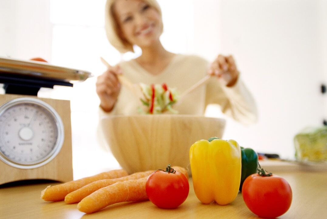 A woman diagnosed with diabetes prepares food for diet