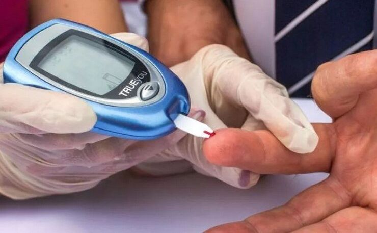 A person with risk factors for diabetes should have a blood test to check blood sugar levels.